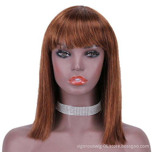 Silk base blonde straight bangs cheap wholesale glueless private label inch brazilian 100% real human hair wig black women